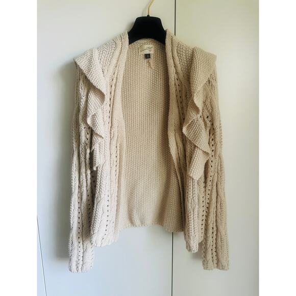 Womens Cotton Cardigan Sweaters Size Medium Ruffle Boho Cottagecore Fall Vibes - Picture 5 of 11